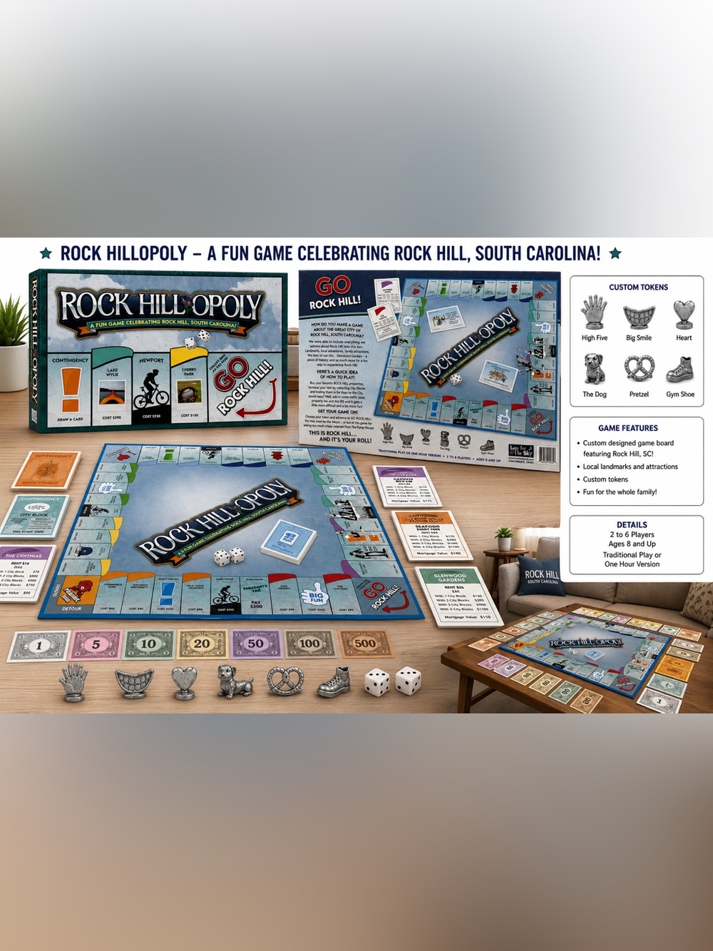 Rock Hillopoly Rock Hill South Carolina Board Game Sealed Late For The Sky